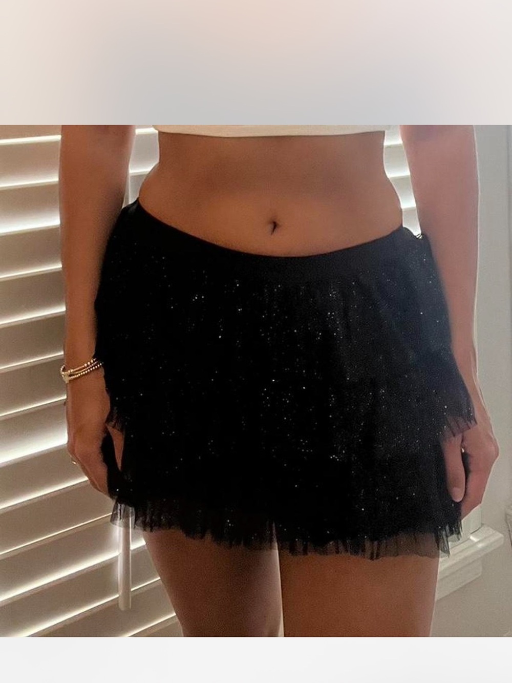 Cat & Jack Black Sparkle Tiered Mini Skirt